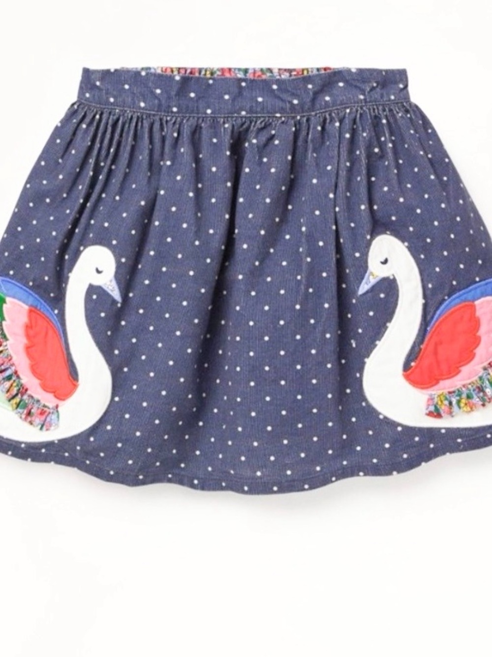 🌈 6/$60 Mini Boden Swan Blue Corduroy Polka Dots Skirt Girls Size 3-4 Pockets